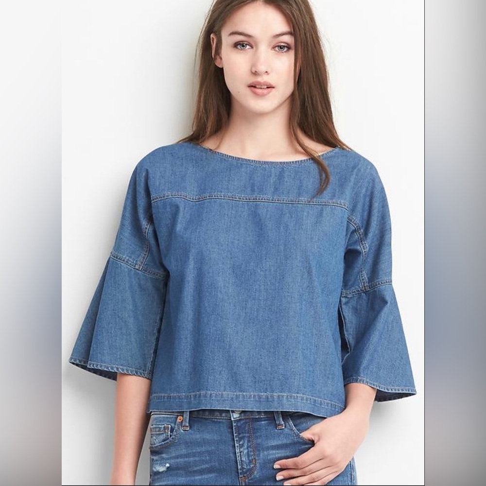 Gap 1969 Denim Bell Sleeve Top